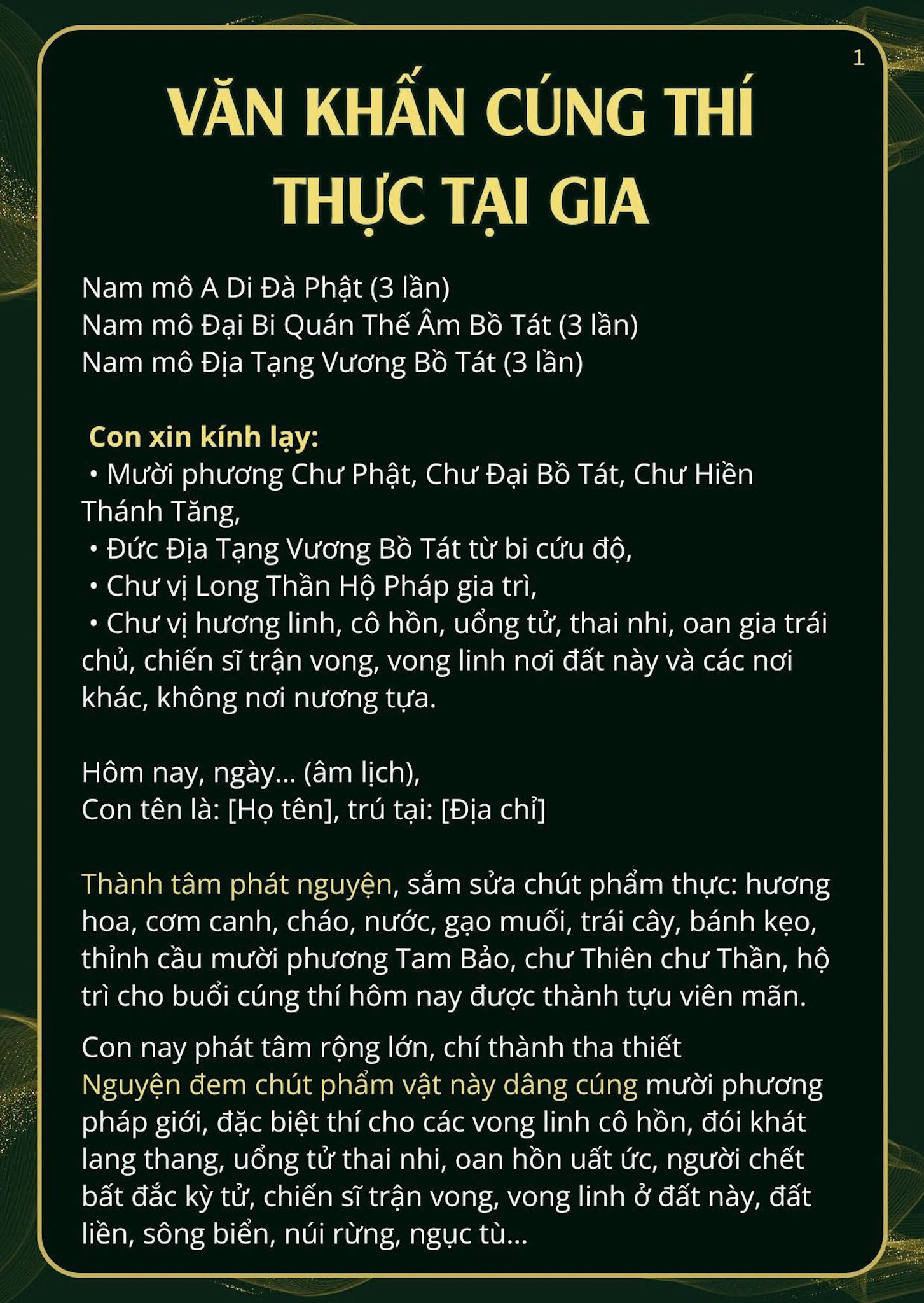 Hướng dẫn chi tiết văn khấn cúng thí thực tại gia rằm tháng 7