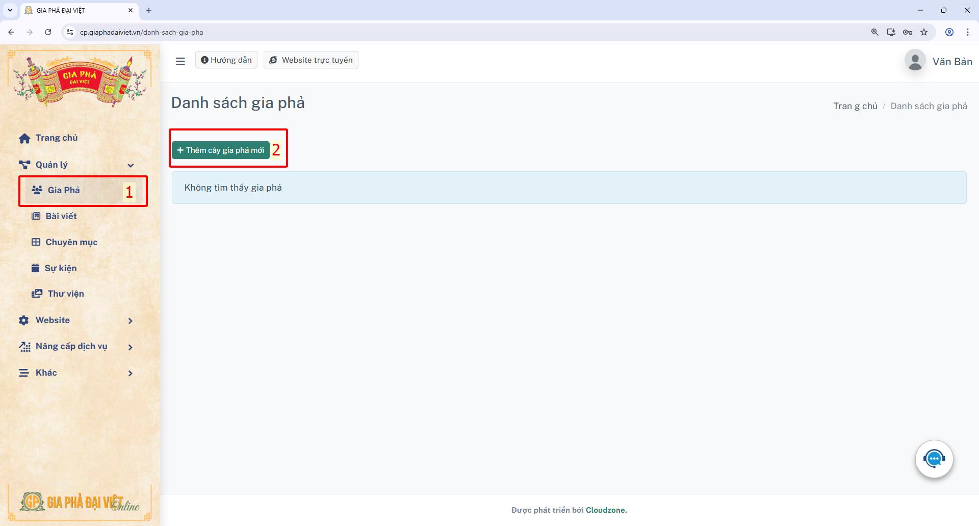 Hướng Dẫn Sử Dụng Dịch Vụ Website Gia Phả Đại Việt 2026 3 tao gia pha