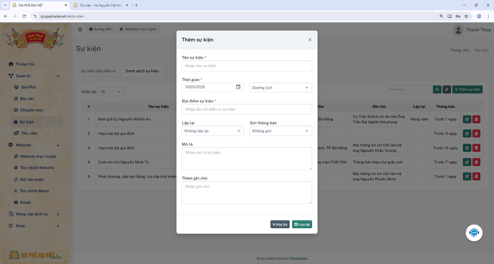 tạo website gia phả 4