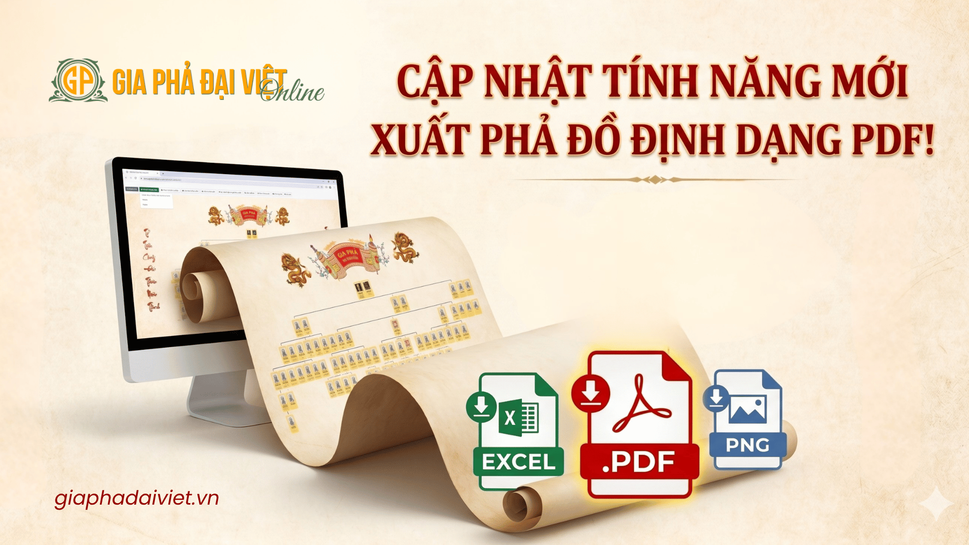 gia phả đại việt Cập Nhật Tính Năng Xuất Phả Đồ Định Dạng PDF