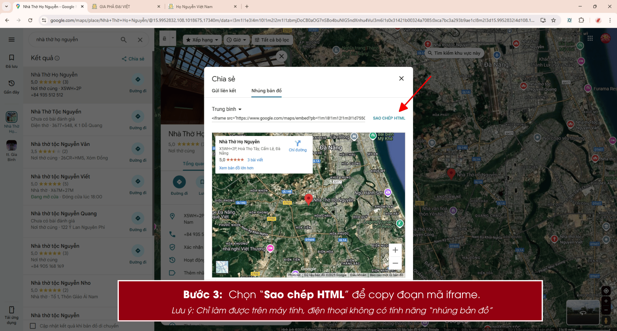 Hướng Dẫn Chèn Bản Đồ Google Maps Vào Website Gia Phả 4 gia pha dai viet giaphadaiviet.vn 3