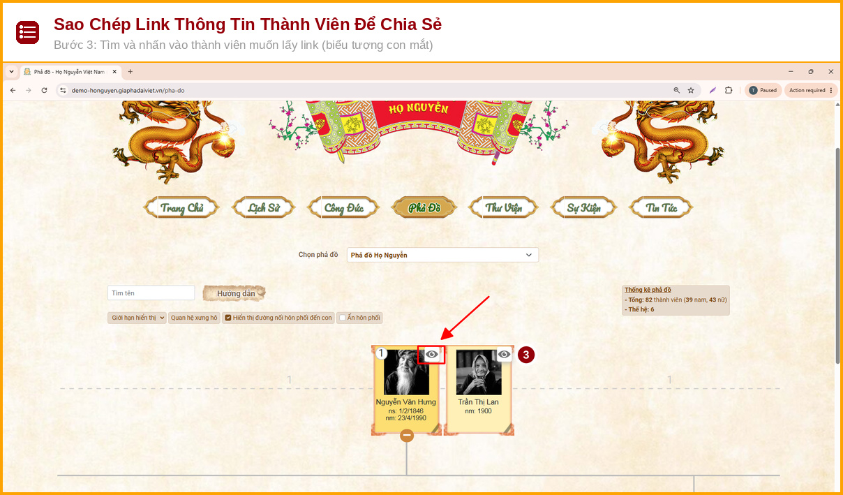 sao chep link thong tin thanh vien de chia se buoc 3
