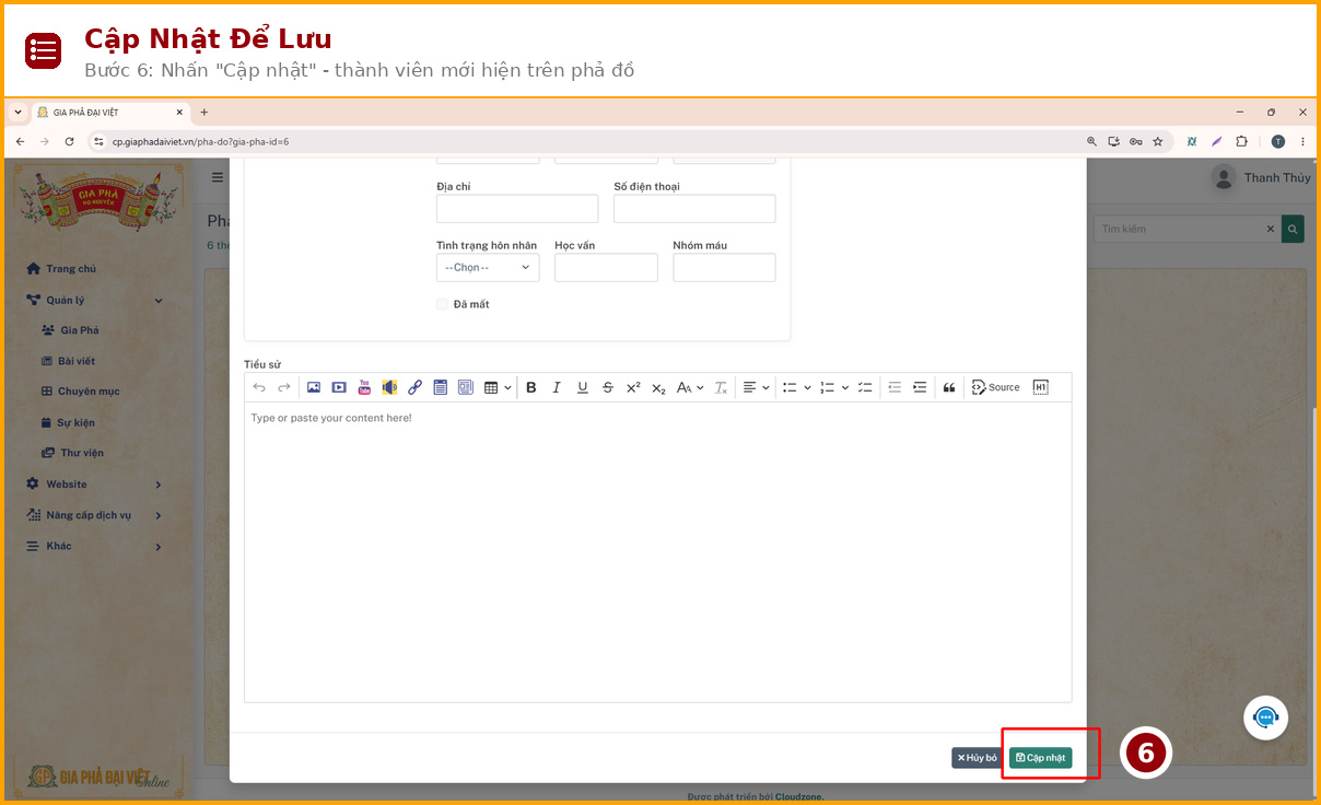 them thanh vien buoc 06 cap nhat de luu