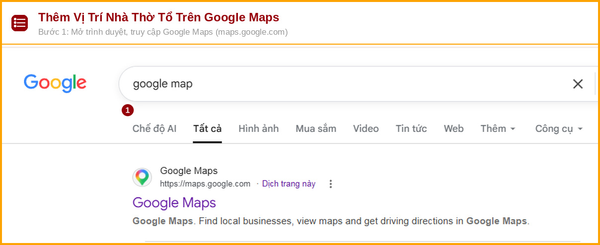them vi tri nha tho to tren google maps buoc 1
