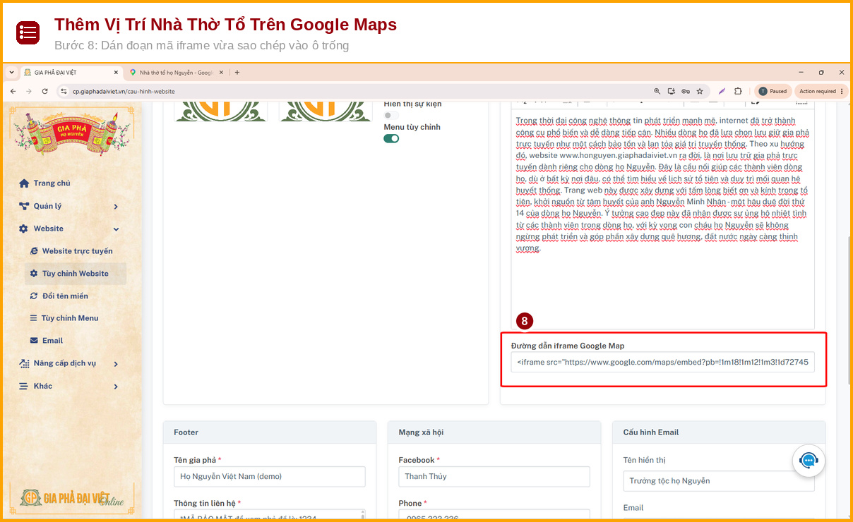 them vi tri nha tho to tren google maps buoc 8