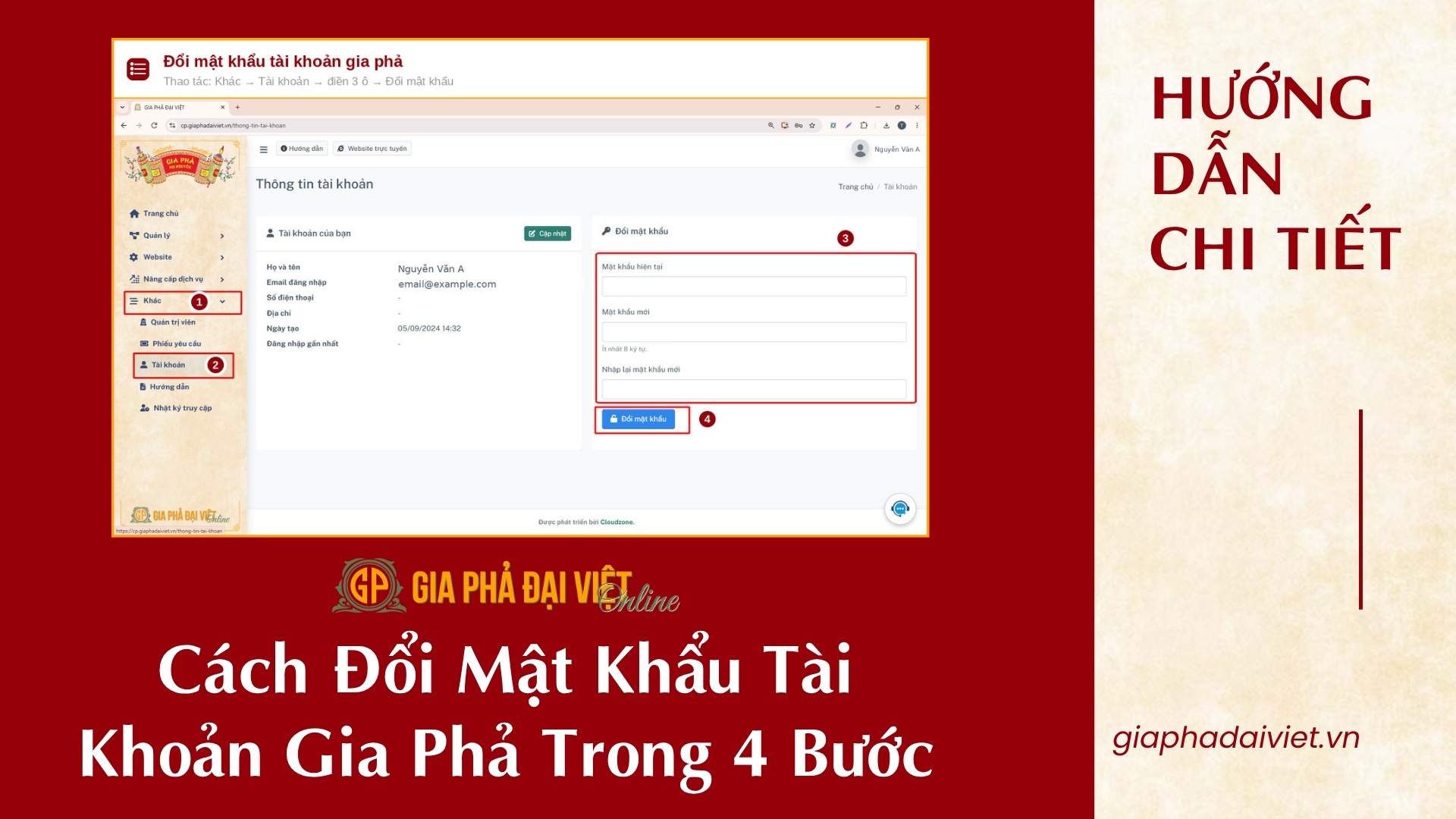 Cách Đổi Mật Khẩu Tài Khoản Gia Phả Trong 4 Bước