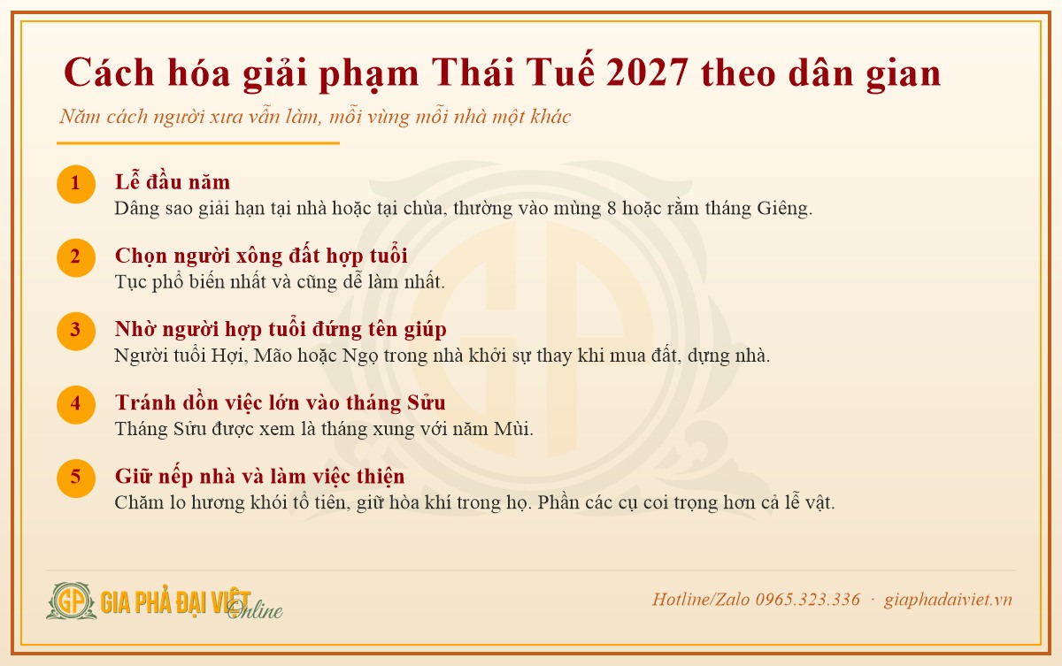 Năm cách hóa giải phạm Thái Tuế 2027 theo quan niệm dân gian